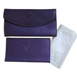 Rolfs American Classic Vintage Purple Cowhide Leather Checkbook Wallet